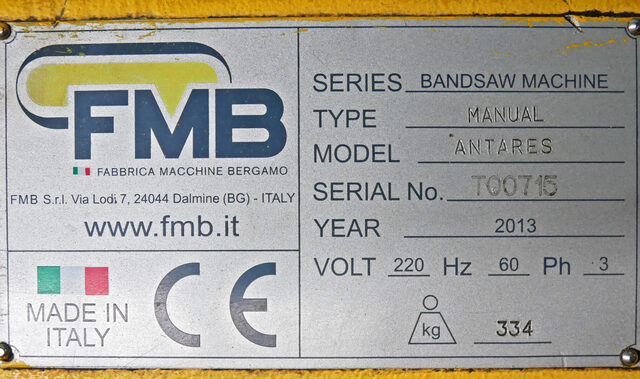 7-7/8" FMB #Antare, Manual Pull Down Double Miter Band Saw, 115/230 FPM, 8" 7.87" x 1" x .035" Blade, 1.75 HP - Image 9