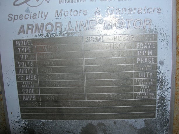 800 HP 3565 RPM Louis Allis, Frame 7110, weather protected enclosure type 2, BB, 575/600 Volts - Image 2
