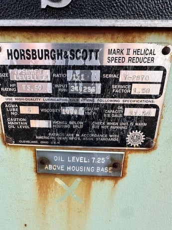 73.50 HP @ 34 Input RPM, Horsburgh & Scott, 1.00 :1 Ratio, Q SN#T-2870, 1.5 service factor - Image 2