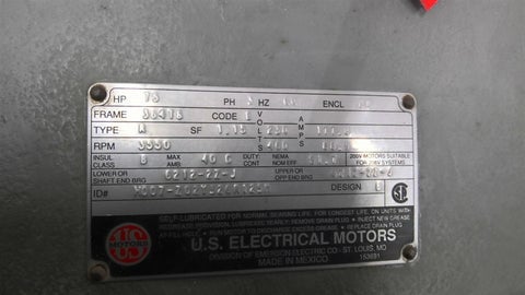 75 HP 3600 RPM U.S. Motors M007-Z02Y326R125M, Frame 364TS, 2P, 230/460 Volts - Image 2