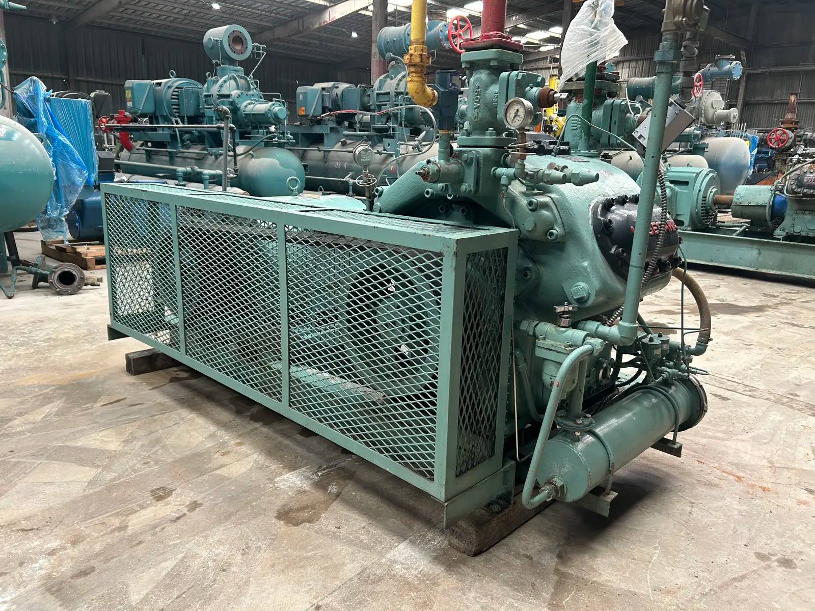 100 HP Hasegawa #VML6A, Ammonia Reciprocating Compressor Package, 6-Cylinder, Belt Driven, R-717, 350 psig - Image 4