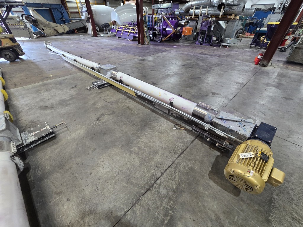 8" diameter x 40' long, Auger w/Motor & Single-Reduction Worm Reducer, 10" Inlet diameter, 12" Outlet - Image 1
