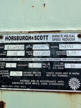 25 HP @ 1150/1750 Input RPM, Horsburgh & Scott, 98.56 Ratio, SN#T-2872, 1.68 service factor - Image 2