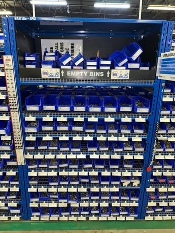 Large Inventory of, Fastenal Stainless Steel hardware & organized bin / shelving system, machine screws - Image 6