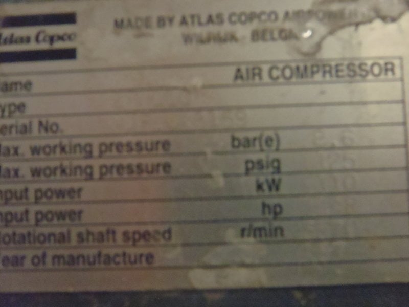 661 cfm, 125 psi, Atlas Copco #ZR-110, 150 HP, water cooled, 460 V., #A-2034 - Image 5