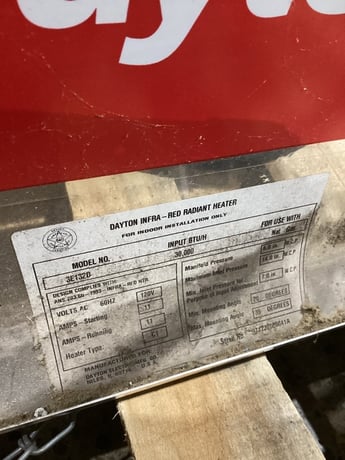 .09 MMBTU/hr Dayton #3E132D, Infra-Red Radiant Heater, 30000 BTU/hr., 120 V - Image 9