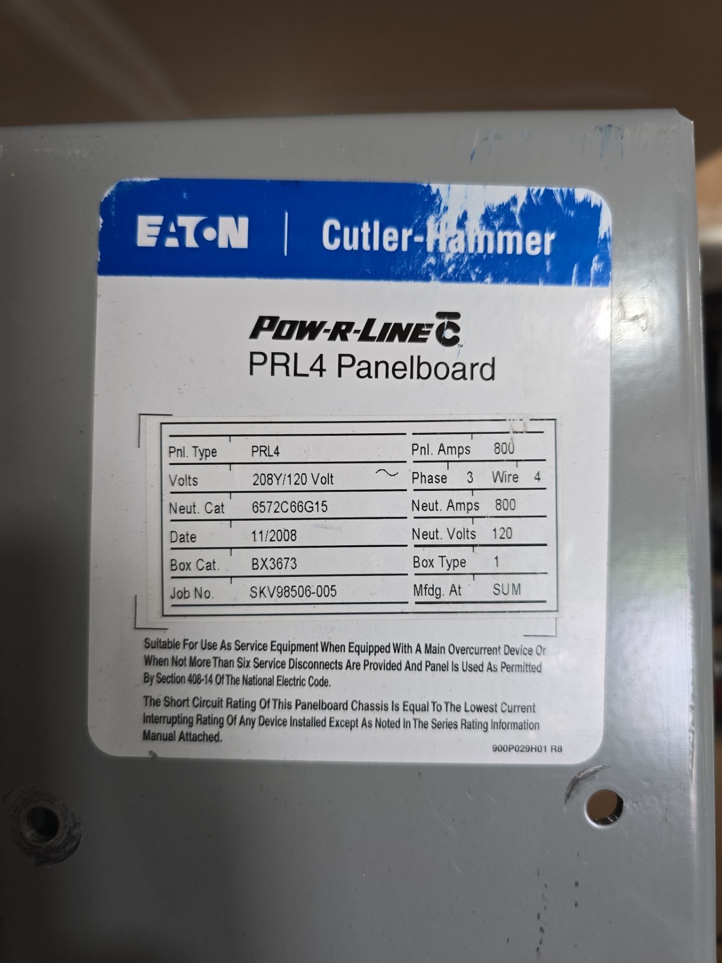 800 Amp. Eaton, PRL4, Panelboard, 208/120 Volts 3PH 4W MCB Main MDL3800 Indoor Encl BX3673 - Image 2