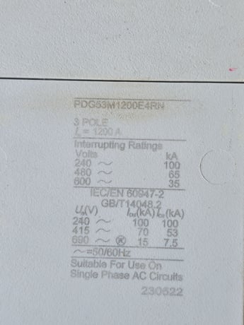 1200 Amp. Eaton, PRL4X, Panelboard, 208/120 Volts 3PH 4W MCB Main PDG53M1200E4RN P703, New - Image 6