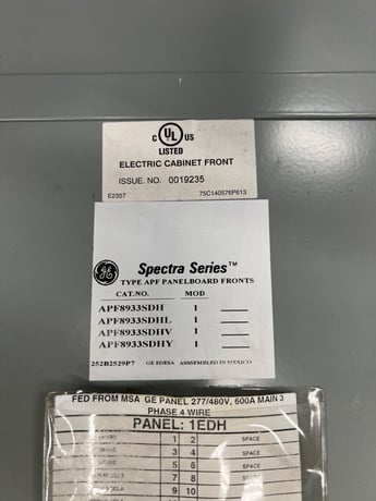 600 Amp. General Electric, APN3 Bolt On, Panelboard, 480/277 Volts 3PH 4W 30 Cir Indoor Encl TPHE277Y20PP P651 - Image 9
