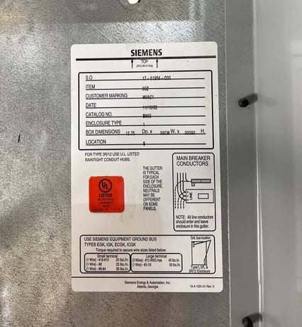800 Amp. Siemens S5E90ML800ATS S5, Panelboard, 480/277 Volts 3PH 4W MLO Indoor Encl B890 Box - Image 8