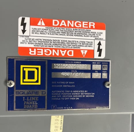 600 Amp. Square D I-Line, Panelboard, 480/277 Volts 3PH 4W 48Space MCB MAP36600 Indoor Encl HC3291B - Image 2