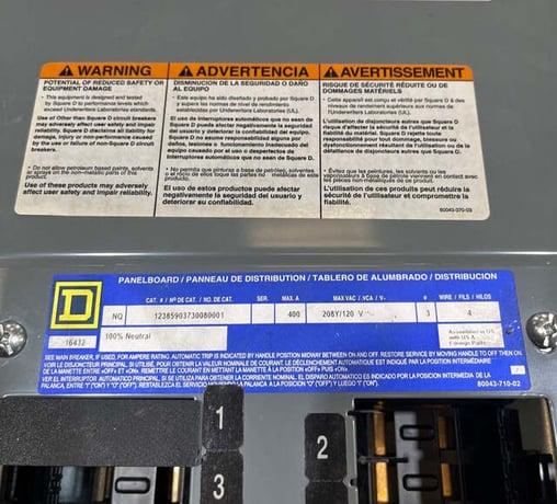 400 Amp. Square D NQ, Panelboard, 208/120 Volts 3PH 4W MLO 42 Circuit Indoor Encl SP101 - Image 3