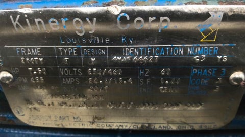 7.5 HP 695 RPM Kinergy KEI18053, Frame 286TY, shaker motor, 10P, 230/460 Volts - Image 2