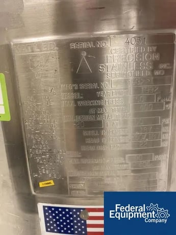 40 gallon Precision Stainless, Jacketed Receiver, Stainless Steel, 150 L, removable dish top, dish bottom, 50 - Image 2