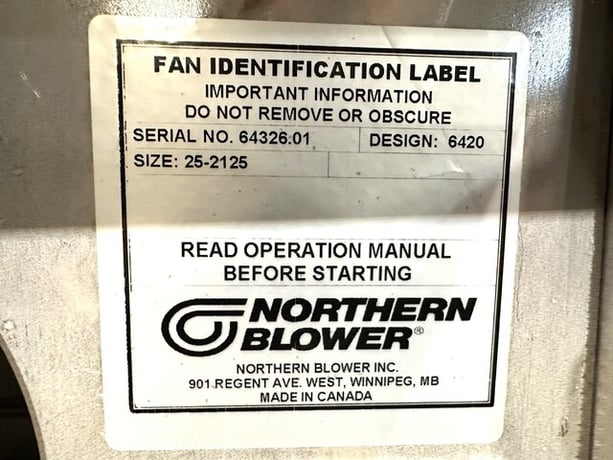 Northern Blower, size 25-2125, pressure blower, Northern Blower contact parts & wheel - Image 5