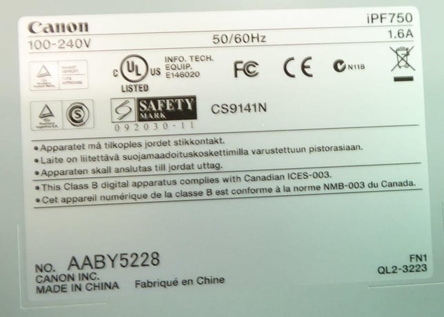 Cannon #iPF750, large jet inkjet printer, 5-color 36" printer, 1200 dpi - Image 3