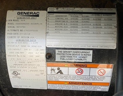 50 KW Generac / Generac #SG050, Natural Gas or Propane Generator - Image 6
