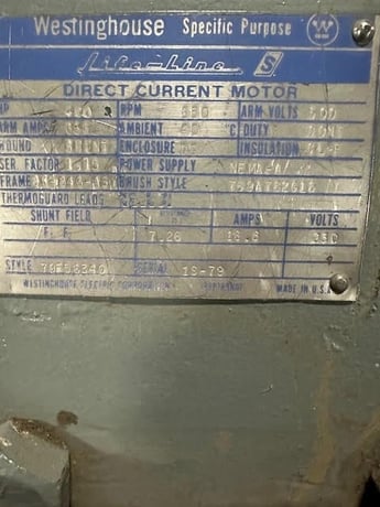 400 HP 650 RPM Westinghouse Frame BK-846-ASY Shunt Wound Life-Line Specific Purpose DC Motor - Image 1
