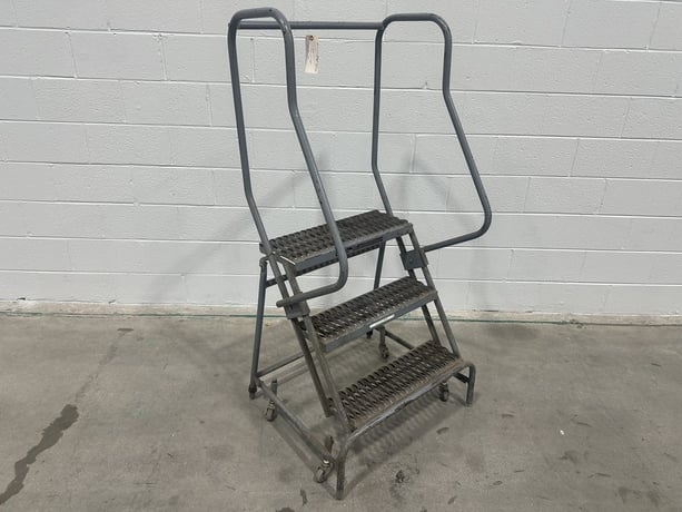 3 Step Cotterman, rolling steel staircase ladder, 350 lb. capacity, (2 available) - Image 1