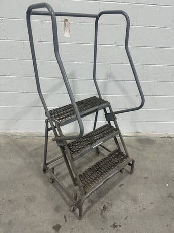 3 Step Cotterman, rolling steel staircase ladder, 350 lb. capacity, (2 available) - Image 2