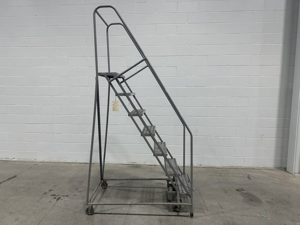 7 Step Cotterman, rolling steel staircase ladder, 450 lb. capacity, 59° ladder incline - Image 1