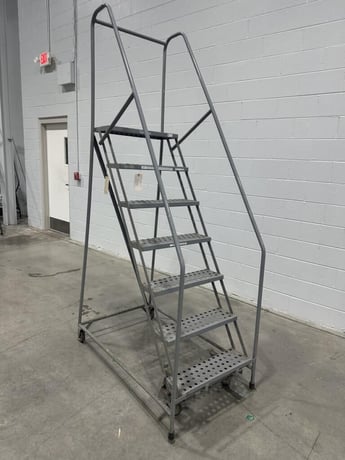 7 Step Cotterman, rolling steel staircase ladder, 450 lb. capacity, 59° ladder incline - Image 2