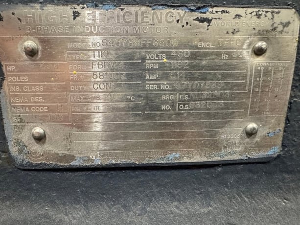 450 HP 1192 RPM Toshiba, Frame 5810UZ, TEFC, RB, 1.15 service factor, 460 Volts, Rebuilt - Image 1