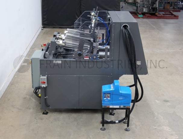 Dual head top load tray former, Delkor #752, automatic, with hot melt glue sealer, 5-60 cycles per minute - Image 3