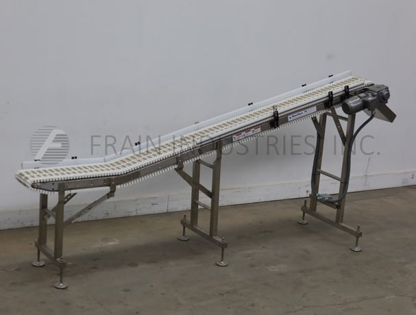 12" wide x 11.9' long, Span Tech, Stainless steel, flexlink inclined conveyor, adjustable guide rail, 3/4 HP - Image 1