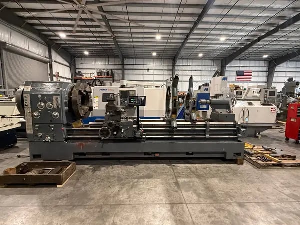 39"/48" x 120" Geminis Republic-Lagun #GE-1000, hollow spindle engine lathe, 35" 4-jaw chucks, 20.25"bore - Image 1