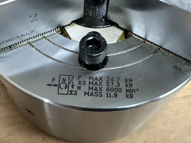 6" Samchully #MH-206V1, high speed 3-jaw hydraulic power chuck - Image 3