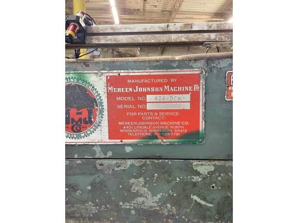 3.5" Mereen Johnson #424-DC, dip chain multi-blade rip saw, 24" arbor, 14" diameter tooling, 6" throat, 1973 - Image 5
