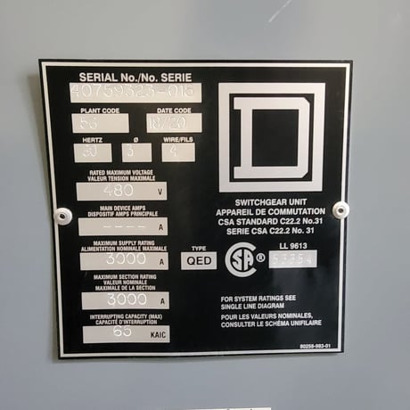 Square D #QED, switchgear unit, 3000 amp, 480 Volts, 2020 - Image 2