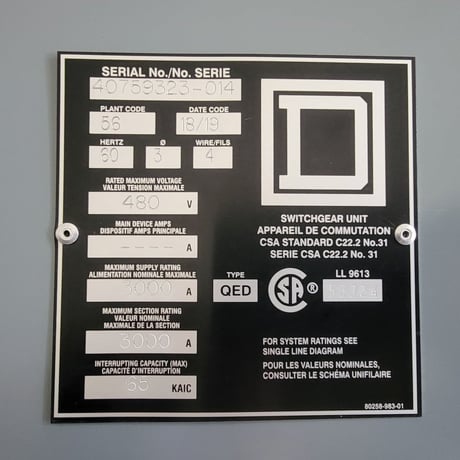 Square D #QED, switchgear unit, 3000 amp, 480 Volts, 2020 - Image 3