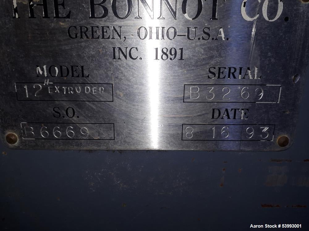 12" Bonnot Company Screw Extruder, 40 HP, 47" L, Jacketed Grooved Barrel, 18" x 18" infeed, 41-1/2" - Image 10