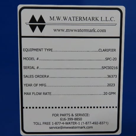 M.width Watermark #SPC-20, 20 gpm incline slant plate clarifier, new, unused, 2023 - Image 2