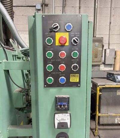3 cu.ft. Goff #3BB, rubber belt tumblast, 7.5 HP wheel, shot trap, dust collection system, upgraded pneumatic - Image 4