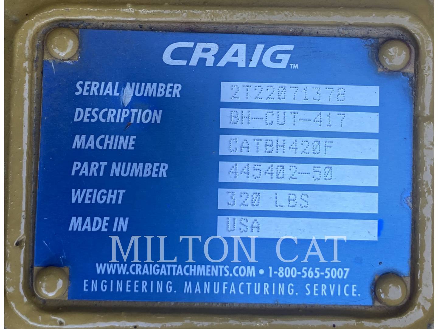 Craig BHL PARTIAL ROTATION HYDRAULIC THUMB, Quick Connector, S/N: 2T22071378, 2022 - Image 5