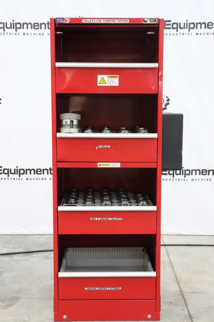 CNC hydraulic collet chucks with 41 assorted Crawford D style multibore spring collets - Image 2