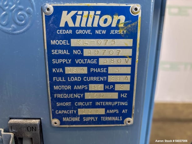 0.75" Killion #KL-075, Single Screw Extruder, 25:1 L/D, 12-120 RPM, wheels, w/ feeder, controls & - Image 7
