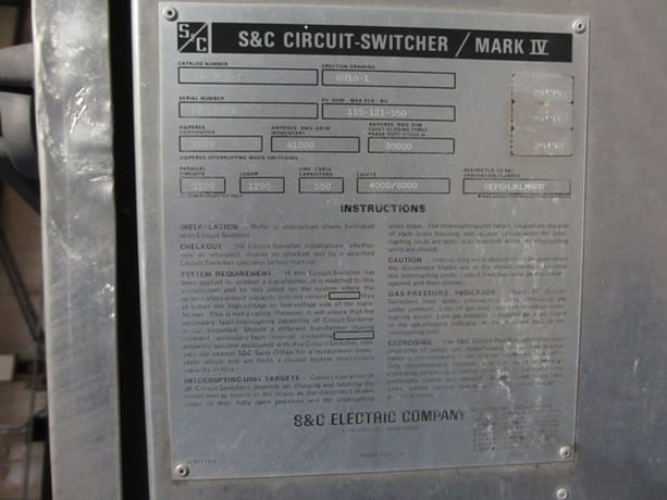 1200 Amp, S & C, No. MARK IV, 115000 Volts, 61 KA MOM., 550 KV BIL, CIRCUIT SWITCHER - Image 4