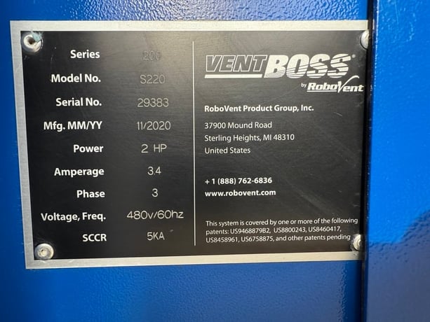 RoboVent VentBoss #S220, manual welding tables with backdraft fume extraction & booth walls - Image 6
