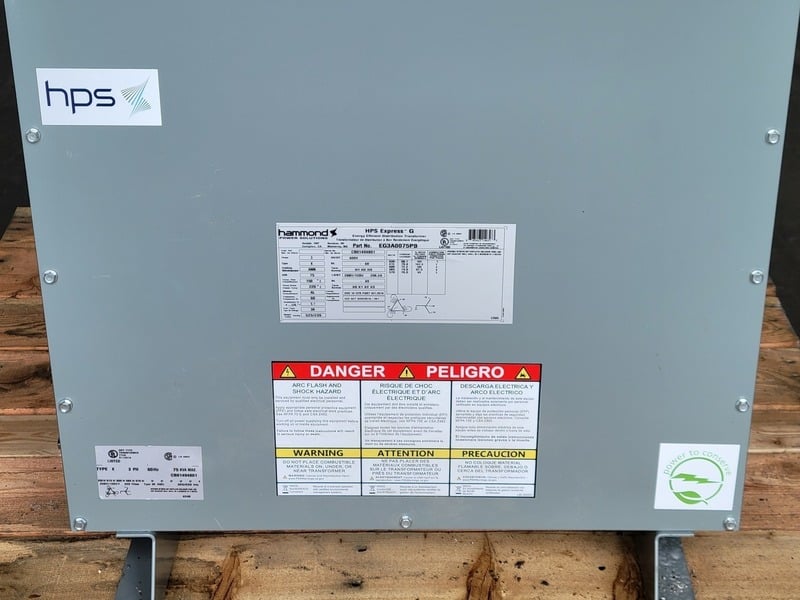 75 KVA 600 Primary, 208Y/120 Secondary, Hammond Power Solutions EG3A0075PB, dry type, Nema 3R, new surplus - Image 10