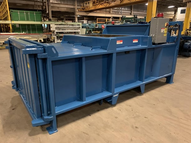 60" x 48" x 30" Excel #EX-60, automatic manual tie baler with conveyor, 54" x 35" feed opening - Image 1
