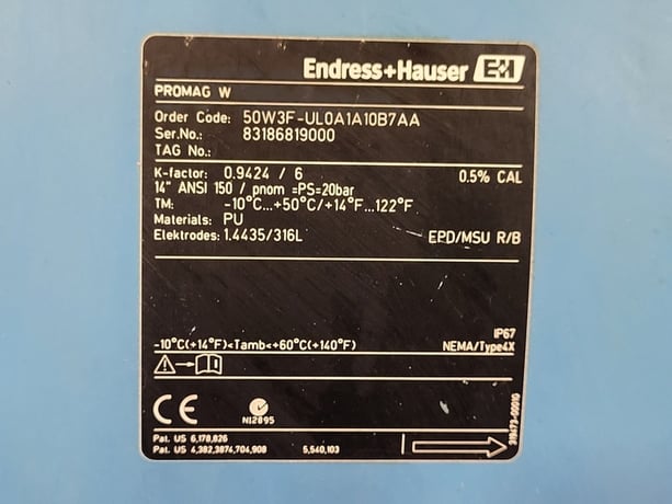 Endress & Hauser #50W3F-UL0A1A10B7AA, 14" Promag w/flow meter - Image 2