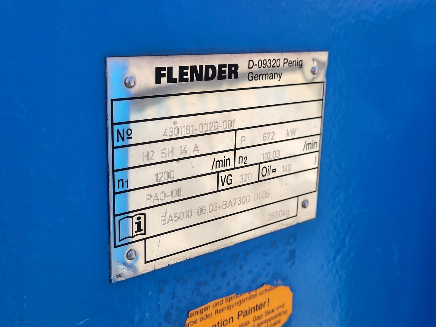 Flender #H2-SH14A, 672 KW helical gear reducer, 10.90 ratio - Image 3