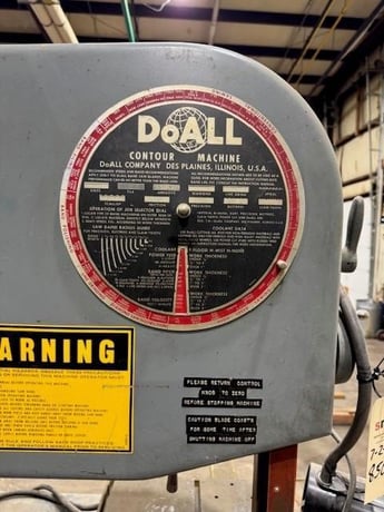DoAll #3613-20, vertical band saw, 36" throat, cnc, 480 V., tilt table, 26" x33" table, blade welder, 1981 - Image 9