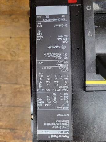 800 Amps, Square D, MGP36800, PowerPact Circuit Breaker, 3P, 600 Volts, Type MG 800 - Image 4