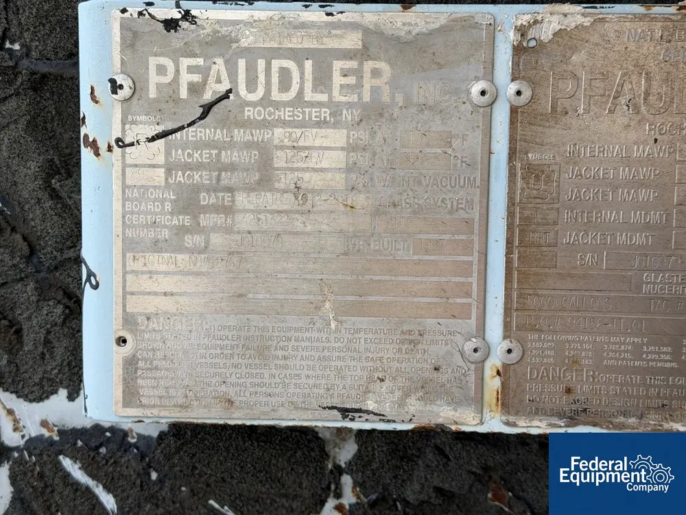 5000 gallon Pfaudler #RS108-5000, Glass Lined Reactor, 108" diameter x 111" straight side, 90/125# @400°F - Image 3