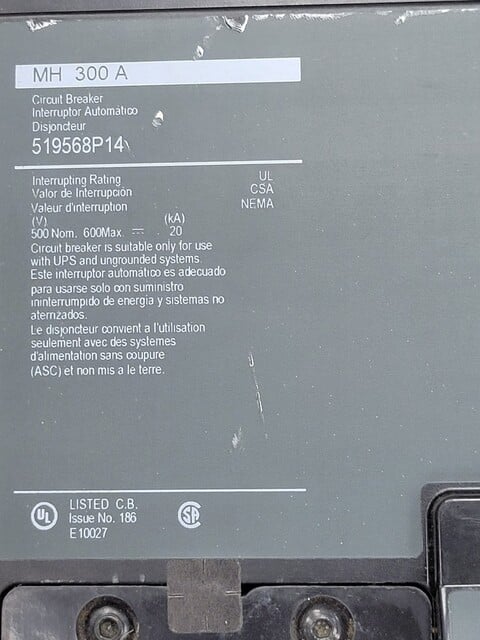 Square D MH36300 519568P14 I-Line Circuit Breaker 300A 3P 600V MH - Image 3